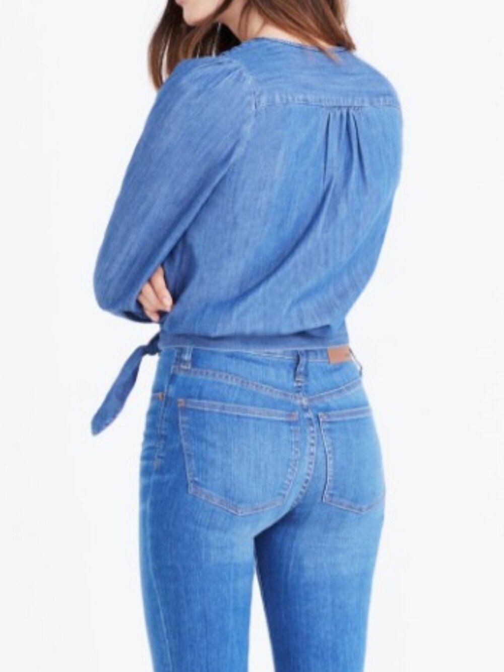 Madewell Denim Wrap Top - Picture 3 of 13